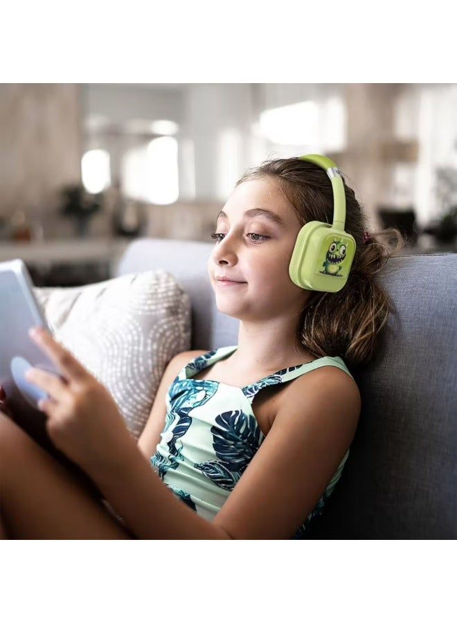 Porodo Soundtec Yotowave Kids Wireless Headphones with Comfortable & Breathable Cushion, 200mAh Battery, Up to 25 Hours Play Time, 40mm Speaker Size, Bluetooth Version 5.4, Recommended for Kids Aged 6+, Skin-Friendly Material, Safe Volume Limit - Green - Image 4
