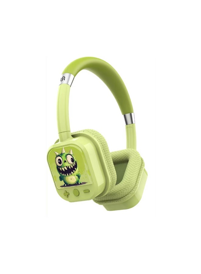 Porodo Soundtec Yotowave Kids Wireless Headphones with Comfortable & Breathable Cushion, 200mAh Battery, Up to 25 Hours Play Time, 40mm Speaker Size, Bluetooth Version 5.4, Recommended for Kids Aged 6+, Skin-Friendly Material, Safe Volume Limit - Green - Image 2