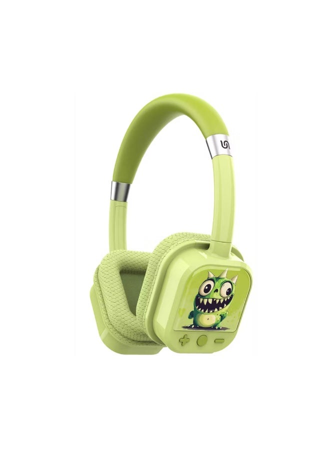 Porodo Soundtec Yotowave Kids Wireless Headphones with Comfortable & Breathable Cushion, 200mAh Battery, Up to 25 Hours Play Time, 40mm Speaker Size, Bluetooth Version 5.4, Recommended for Kids Aged 6+, Skin-Friendly Material, Safe Volume Limit - Green - Image 1