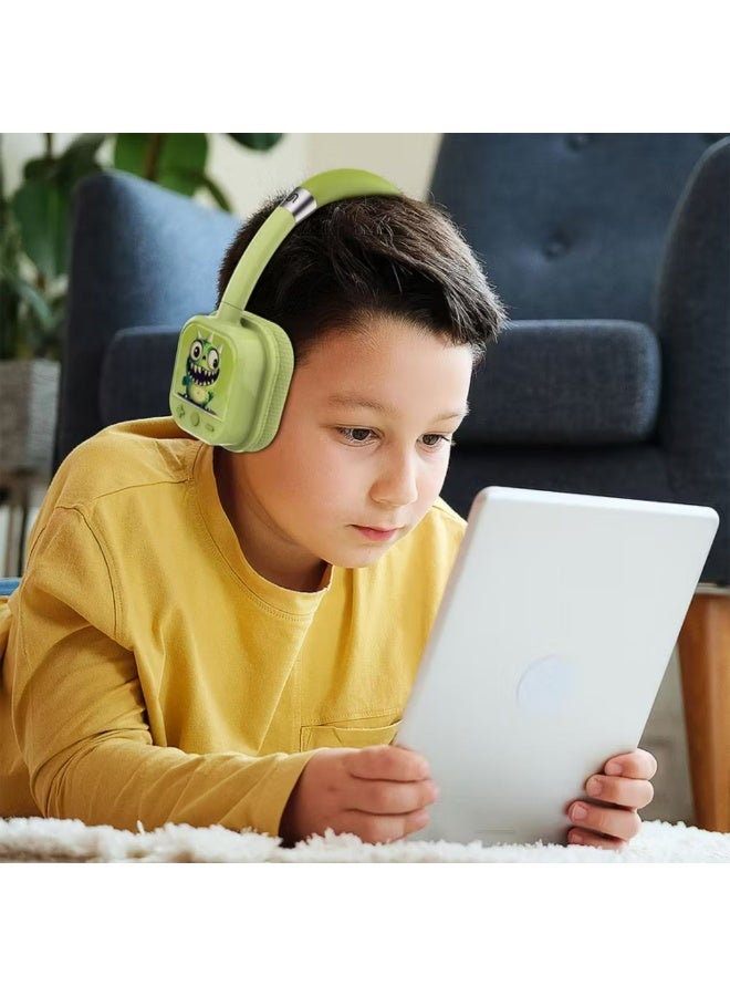 Porodo Soundtec Yotowave Kids Wireless Headphones with Comfortable & Breathable Cushion, 200mAh Battery, Up to 25 Hours Play Time, 40mm Speaker Size, Bluetooth Version 5.4, Recommended for Kids Aged 6+, Skin-Friendly Material, Safe Volume Limit - Green - Image 5