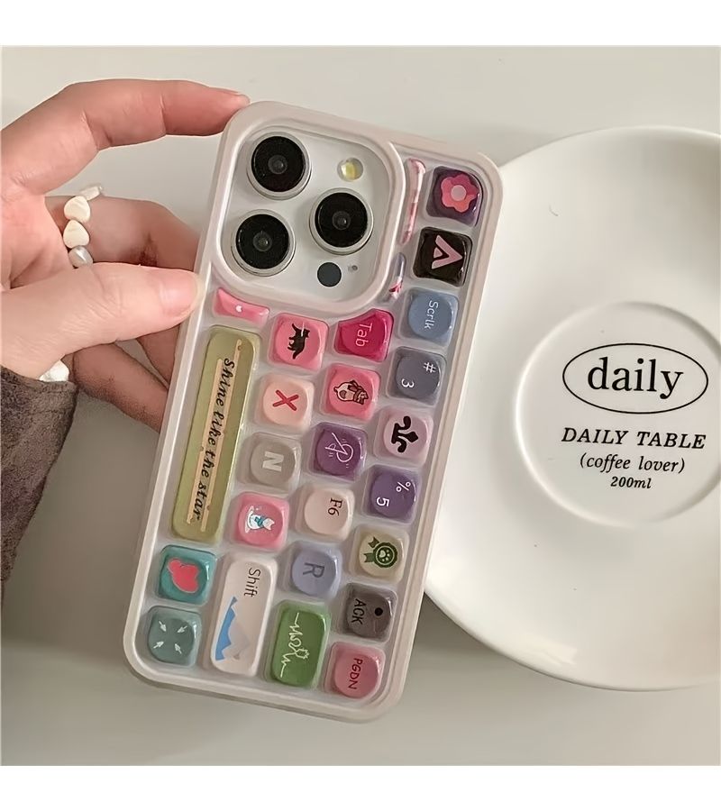 Frosted Transparent Keyboard Case For iPhone 16 Pro Max Cute Cat Pattern Minimalist Style - Image 5
