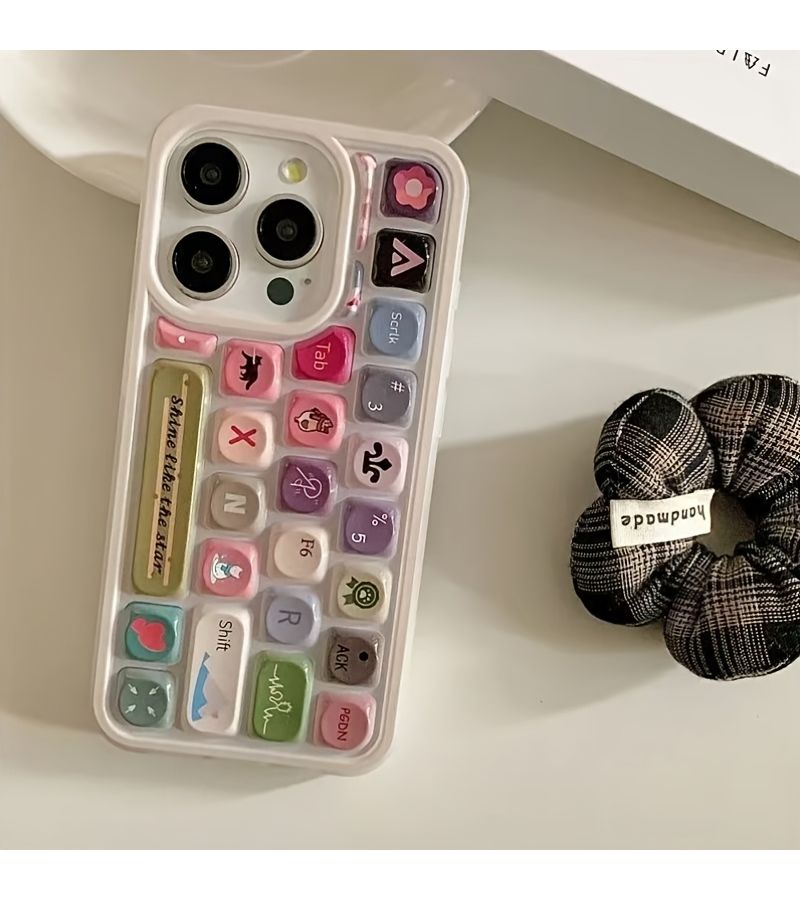 Frosted Transparent Keyboard Case For iPhone 16 Pro Max Cute Cat Pattern Minimalist Style - Image 1
