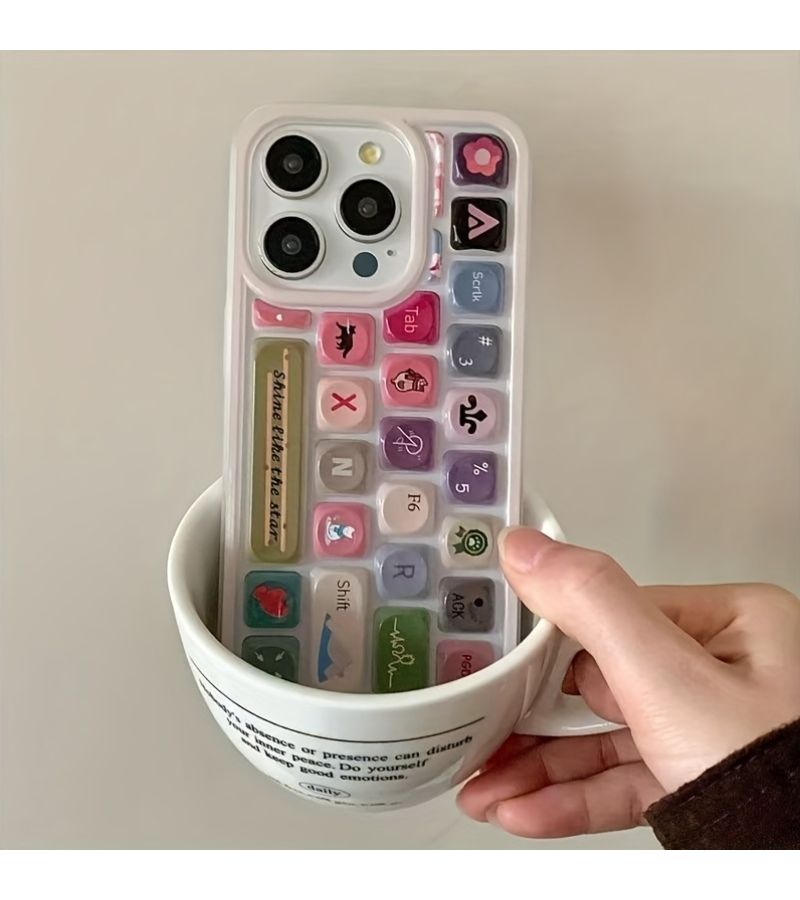 Frosted Transparent Keyboard Case For iPhone 16 Pro Max Cute Cat Pattern Minimalist Style - Image 4