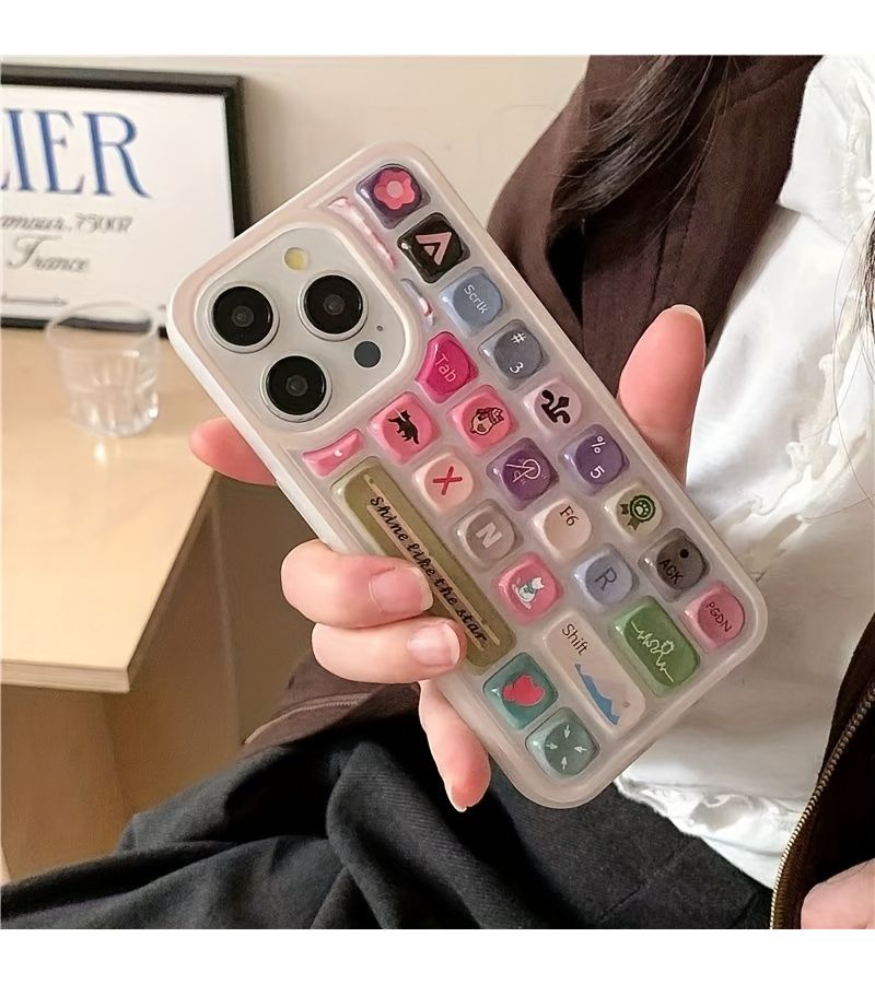 Frosted Transparent Keyboard Case For iPhone 16 Pro Max Cute Cat Pattern Minimalist Style - Image 2