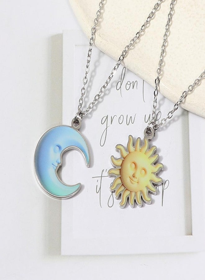 MANZHEN 1 Pairs Best Friends Necklace Set Cute Design Valentines Day Gifts Puppy Ghost Sun and Moon Design Bff Necklace for 2 (Sun and Moon-4) - Image 3
