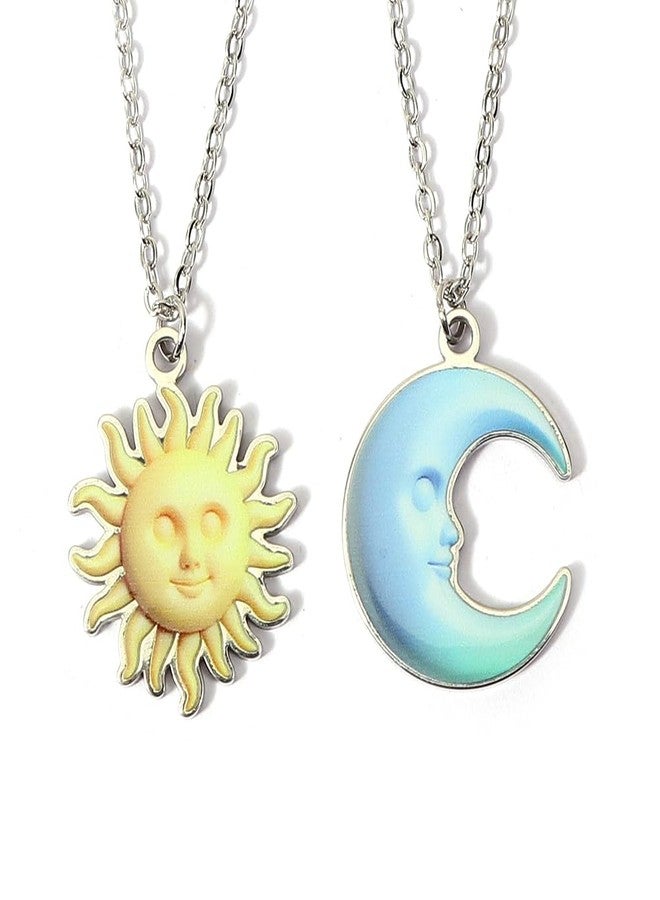 MANZHEN 1 Pairs Best Friends Necklace Set Cute Design Valentines Day Gifts Puppy Ghost Sun and Moon Design Bff Necklace for 2 (Sun and Moon-4) - Image 1