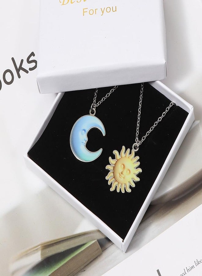 MANZHEN 1 Pairs Best Friends Necklace Set Cute Design Valentines Day Gifts Puppy Ghost Sun and Moon Design Bff Necklace for 2 (Sun and Moon-4) - Image 4