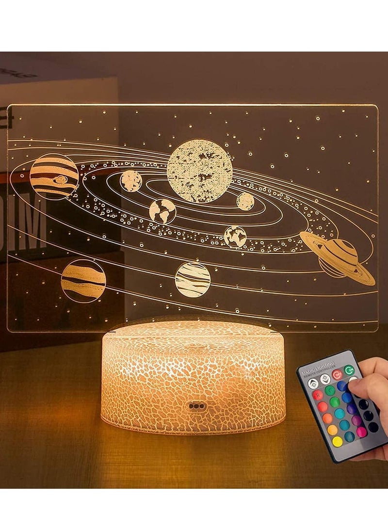 Night Light for Kids Gifts, Solar System 3D Optical Illusion Lamp Universe Space Galaxy LED Night Light with Remote for Space Lover Boys and Girls as a Best Gifts(Solar System) - Image 4