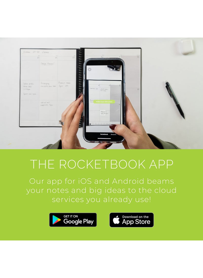 Rocketbook Smart Reusable Notebook, Fusion Plus Letter Size Spiral Notebook & Planner, Infinity Black, (8.5" x 11")