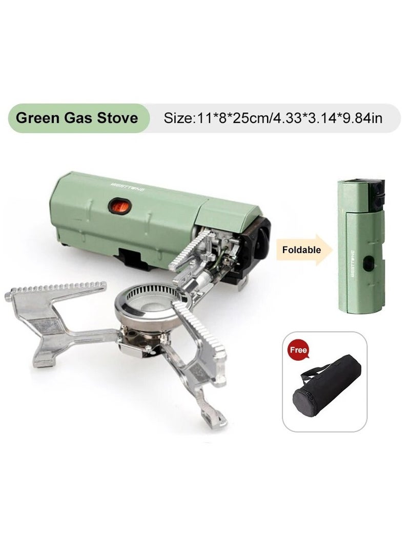 Generic Camping Gas Stove 2670W Portable Folding Cassette Gas Burner Outdoor Picnic Travel Cooking Grill Cooker Heating System (Green) - Image 1