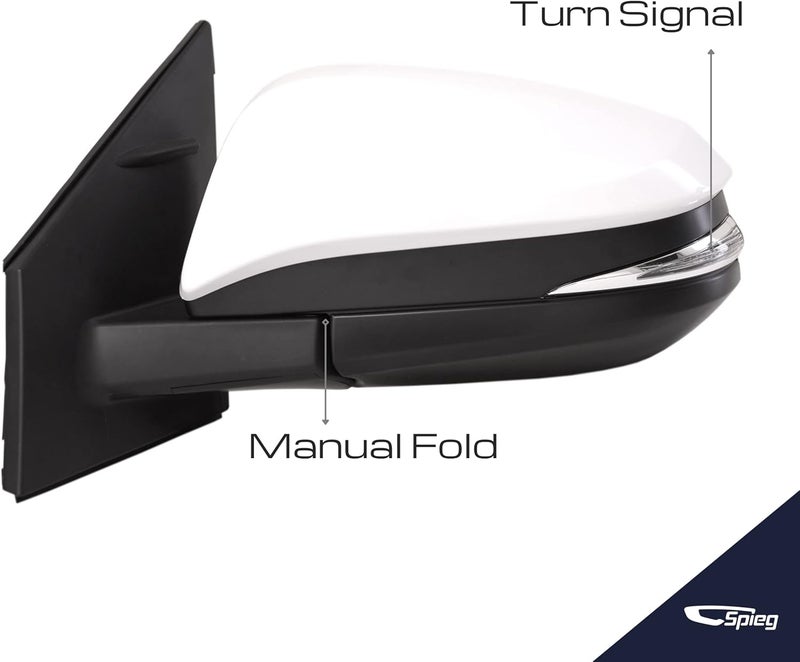 Spieg Driver Side Mirror for 2013-2015 Toyota RAV4 - Left Side View Mirror Assembly with Power Adjustment, Heated Turn Signal Light, Manual Fold, Painted White - Image 3