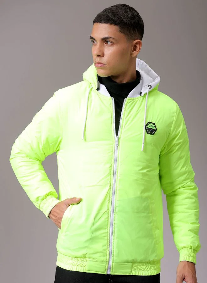 The Indian Garage Co Men Slim Fit Graphic Reversible Puffer Jackets
