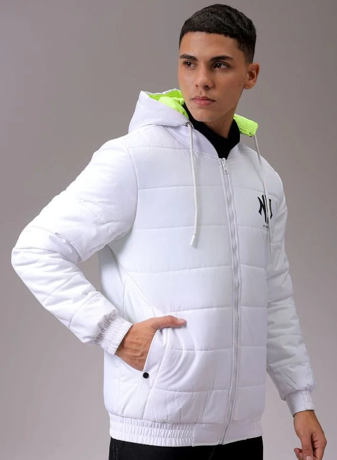 The Indian Garage Co Men Slim Fit Graphic Reversible Puffer Jackets