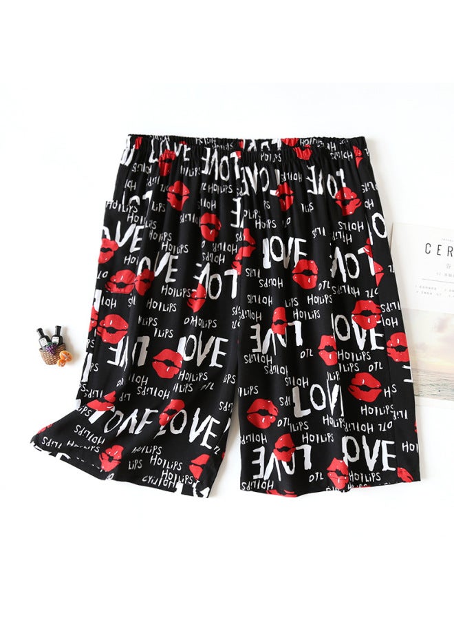Summer Men's Faux Cotton Silk Pajama Pants Can Wear Thin Large Size Loose Shorts Five-point Beach Pants Casual Home
