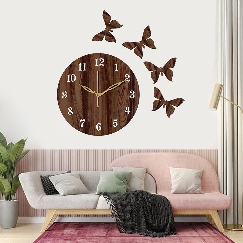 Yami MDF Wood Analog 25 cm X 25 cm Wall Clock (Brown, Without Glass, Small Size) | Wall Clock 001 Wenge -1 - Image 1