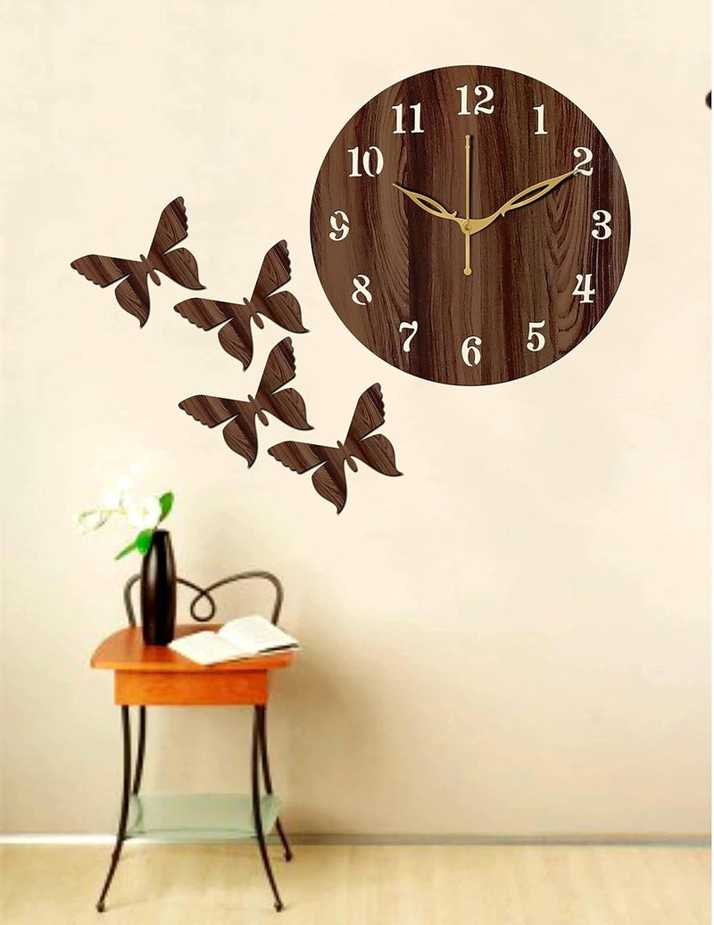 Yami MDF Wood Analog 25 cm X 25 cm Wall Clock (Brown, Without Glass, Small Size) | Wall Clock 001 Wenge -1 - Image 4