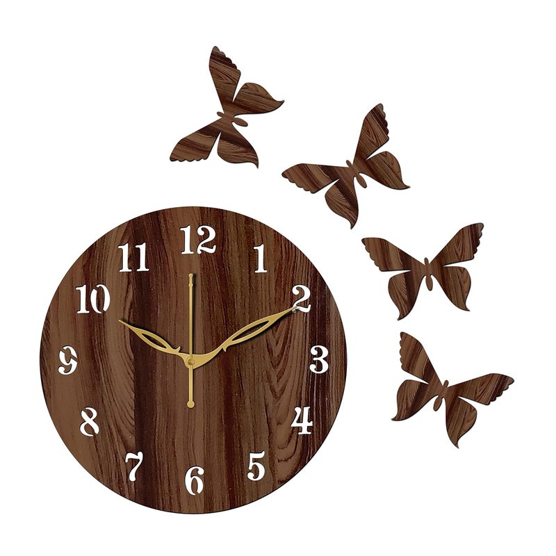 Yami MDF Wood Analog 25 cm X 25 cm Wall Clock (Brown, Without Glass, Small Size) | Wall Clock 001 Wenge -1 - Image 2