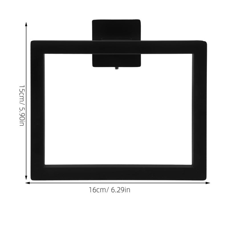 Stainless Steel Matte Black Square Towel Ring Holder Thickened Wall Mounted Bathroom Rack - Image 3
