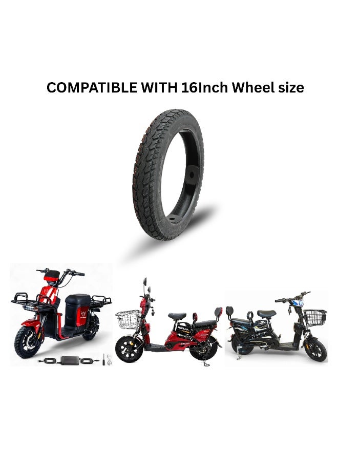 V-Tovic Tires 16×2.50 Tubeless Tire (66-305) Heavy Duty Electric Scooter & E-Bike Tyre for Delivery Bikes Black - Image 5