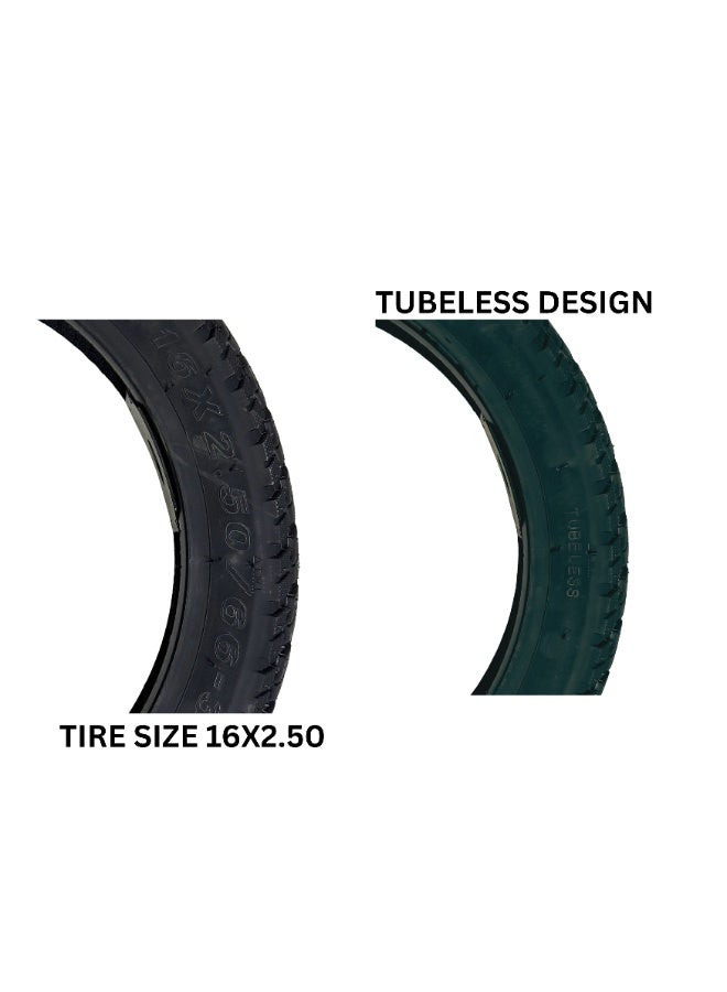 V-Tovic Tires 16×2.50 Tubeless Tire (66-305) Heavy Duty Electric Scooter & E-Bike Tyre for Delivery Bikes Black - Image 4