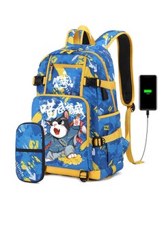 Junior High School Student Backpack Primary School Student Large Capacity School Bag + Pencil Case Set 47*14*30cm
