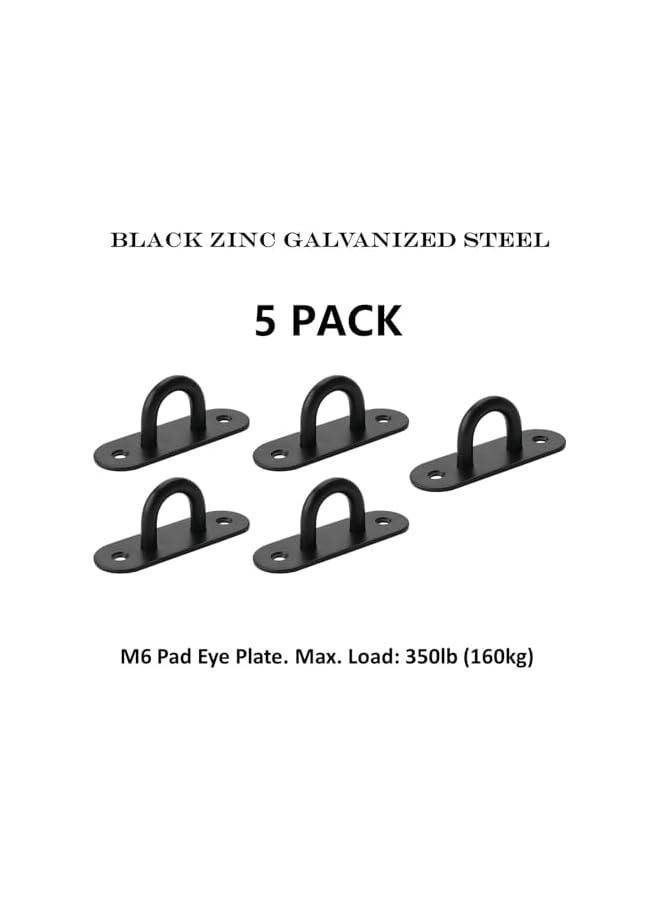 PROMASS promass Heavy Duty Black Zinc Galvanized Steel Hammock Ceiling Hook Pad Eye Plates Corrosion Resistant,Ceiling Hooks Pad Eyes Plate Marine Hardware Hooks with Screws(5pcs Pad Eye)  - Image 2