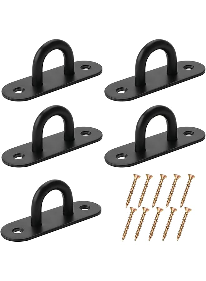 PROMASS promass Heavy Duty Black Zinc Galvanized Steel Hammock Ceiling Hook Pad Eye Plates Corrosion Resistant,Ceiling Hooks Pad Eyes Plate Marine Hardware Hooks with Screws(5pcs Pad Eye)  - Image 1