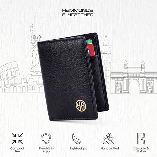 HAMMONDS FLYCATCHER Genuine Leather Card Holder Wallet for Man & Women, RFID Protected ATM/Credit Card Holder Wallet for Men with 6 Slots and 1 Currency Slot, Gift for Men - Black - Image 3