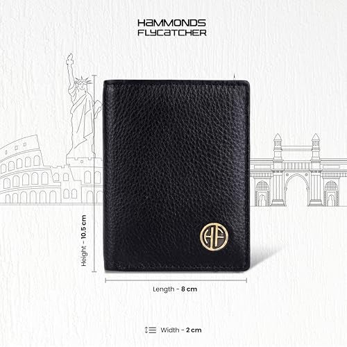 HAMMONDS FLYCATCHER Genuine Leather Card Holder Wallet for Man & Women, RFID Protected ATM/Credit Card Holder Wallet for Men with 6 Slots and 1 Currency Slot, Gift for Men - Black - Image 2