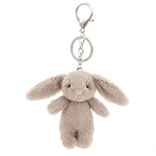 Zitokin Cute Bunny Plush Keychain, Mini Rabbit Bag Charms, 3.5" Inch Purse Charms for Handbag Backpack Pendant Gift for Women (Gray Pink) - Image 1