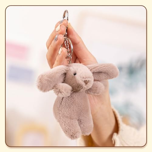 Zitokin Cute Bunny Plush Keychain, Mini Rabbit Bag Charms, 3.5" Inch Purse Charms for Handbag Backpack Pendant Gift for Women (Gray Pink) - Image 2