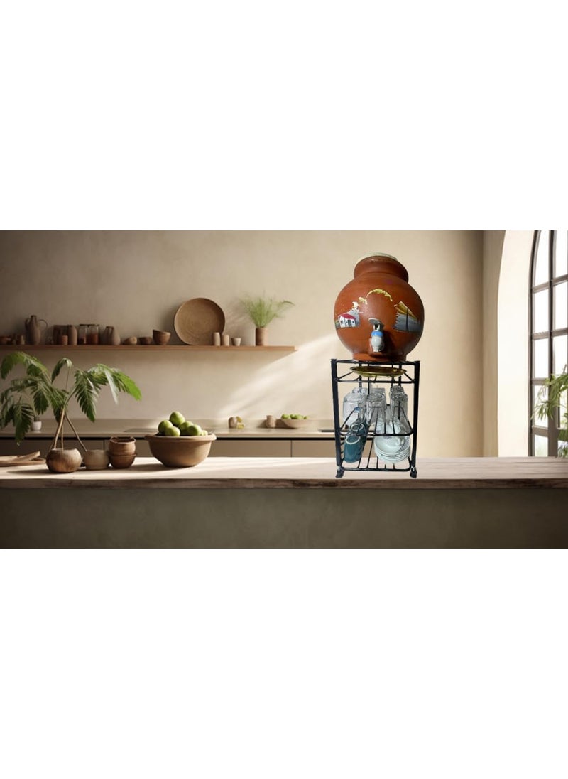 A to Z Hub A to Z Hub Gt Metal Square 3Tier Water Pot Stand Organize With Style Securely Cradle Pots BuiltIn Dish And Glass Storage Durable Adjustable AntiScratch Countertop Tiered Shelf  - Image 2