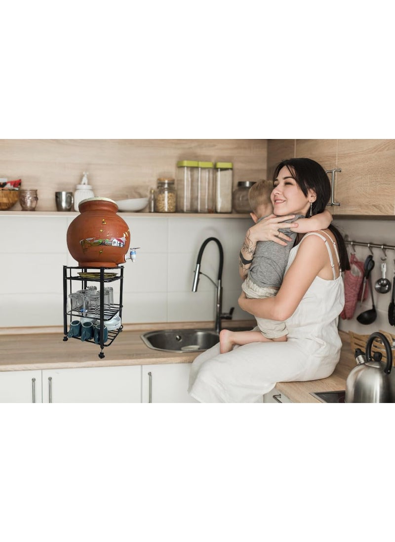 A to Z Hub A to Z Hub Gt Metal Square 3Tier Water Pot Stand Organize With Style Securely Cradle Pots BuiltIn Dish And Glass Storage Durable Adjustable AntiScratch Countertop Tiered Shelf  - Image 4