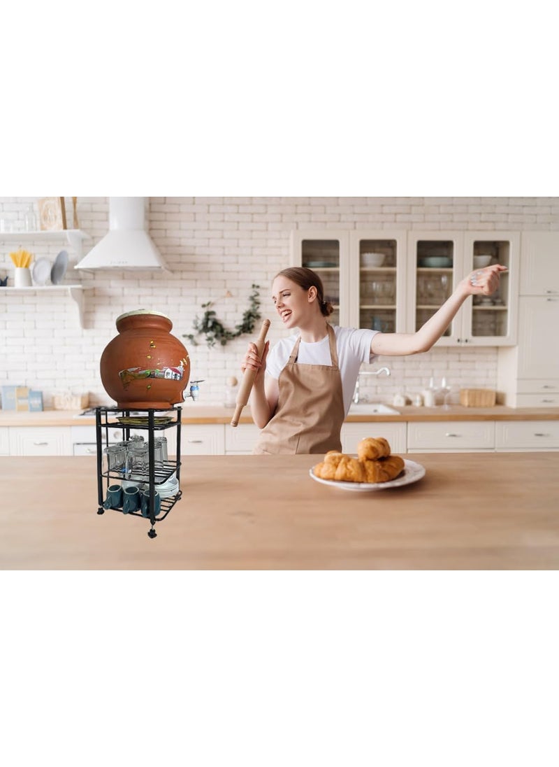 A to Z Hub A to Z Hub Gt Metal Square 3Tier Water Pot Stand Organize With Style Securely Cradle Pots BuiltIn Dish And Glass Storage Durable Adjustable AntiScratch Countertop Tiered Shelf  - Image 5
