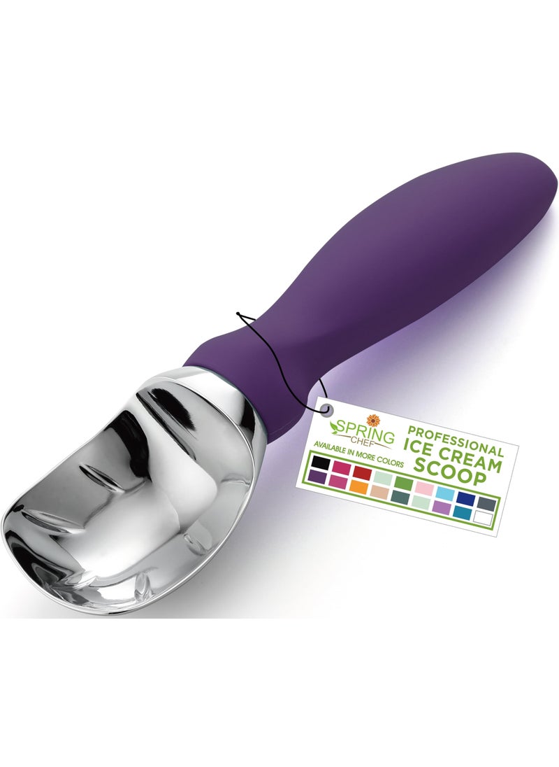 Spring Chef Spring Chef Ice Cream Scoop with Soft Grip Handle Professional Heavy Duty Sturdy Scooper Premium Kitchen Tool for Cookie Dough Gelato Sorbet Purple 