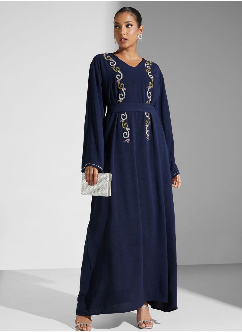 hayas closet Embellished Belted Jalabiya  - Image 1