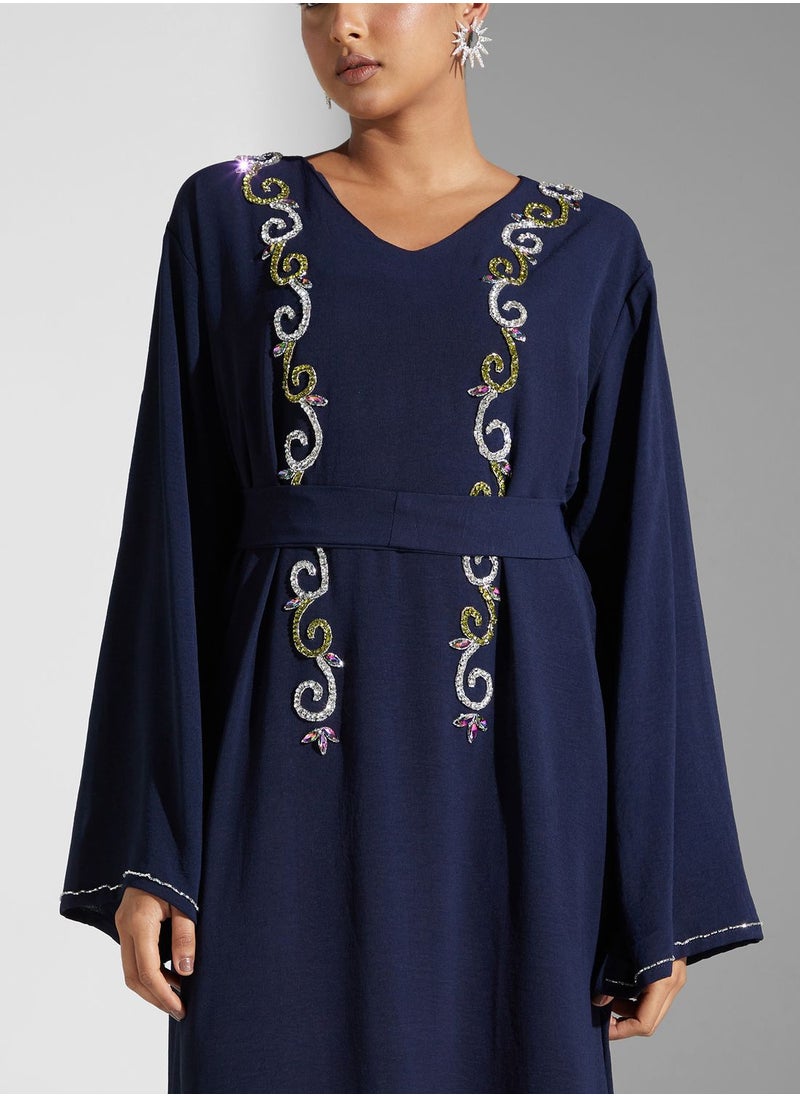 hayas closet Embellished Belted Jalabiya  - Image 3