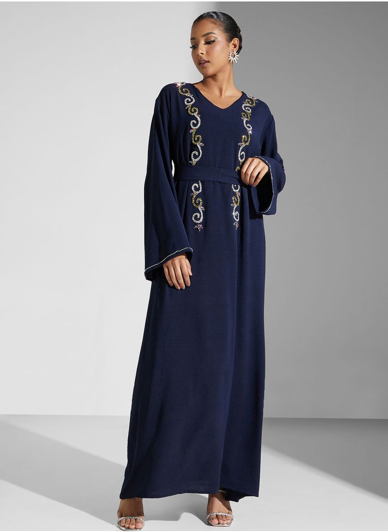 hayas closet Embellished Belted Jalabiya  - Image 4