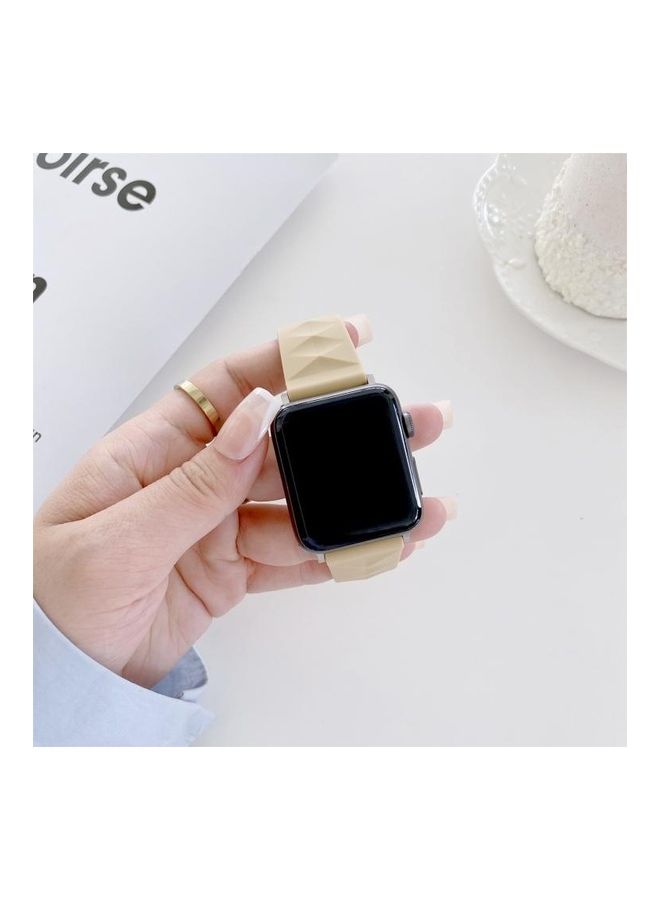 NIBEMINENT Modern Style Silicone Replacement Strap Watchband For Apple Watch Series 7 45mm/6 & SE 5 4 44mm/3 2 1 42mm Walnut - Image 3