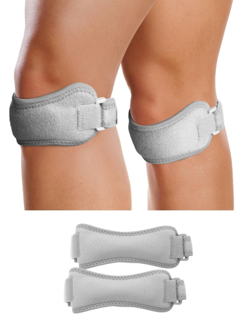 ممون 2 قطعة دعامات للركبة لآلام الركبة للنساء والرجال، دعامة للركبة لتخفيف آلام الركبة، حزام ضغط للركبة لتمرين رفع الأثقال، القرفصاء والجري والتنس （رمادي） - Image 1