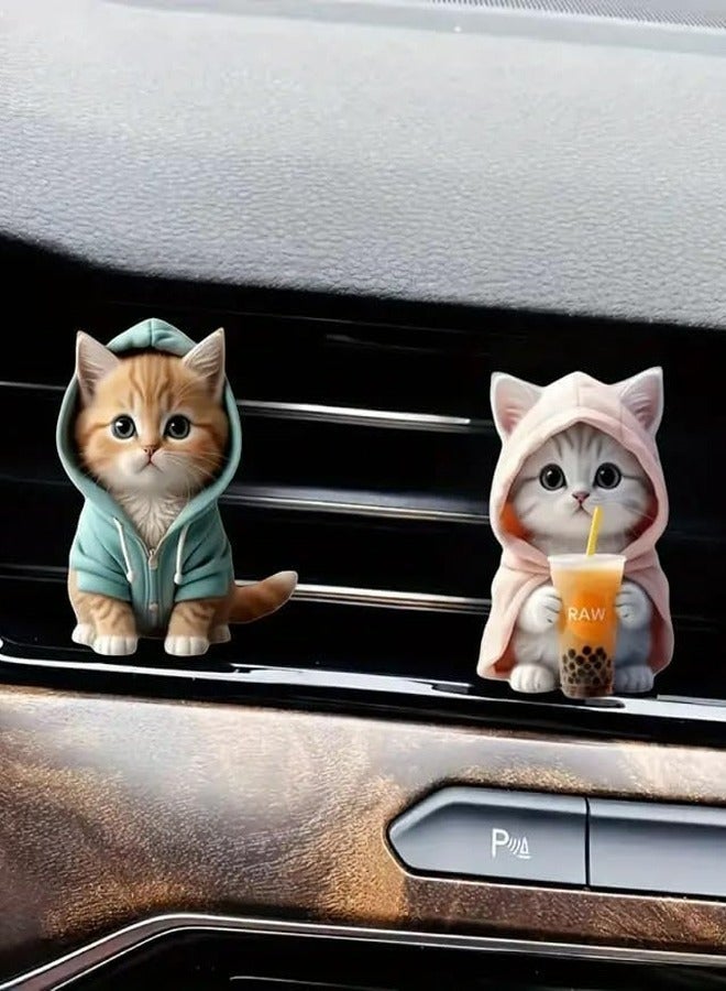 6 Cute Cat Car Air Vent Decorations Clamped Scent Holders With Pressed Scents Freshen Air Car Interior Accessories For Daily Driving Travel Commute Driving Fun - Image 3