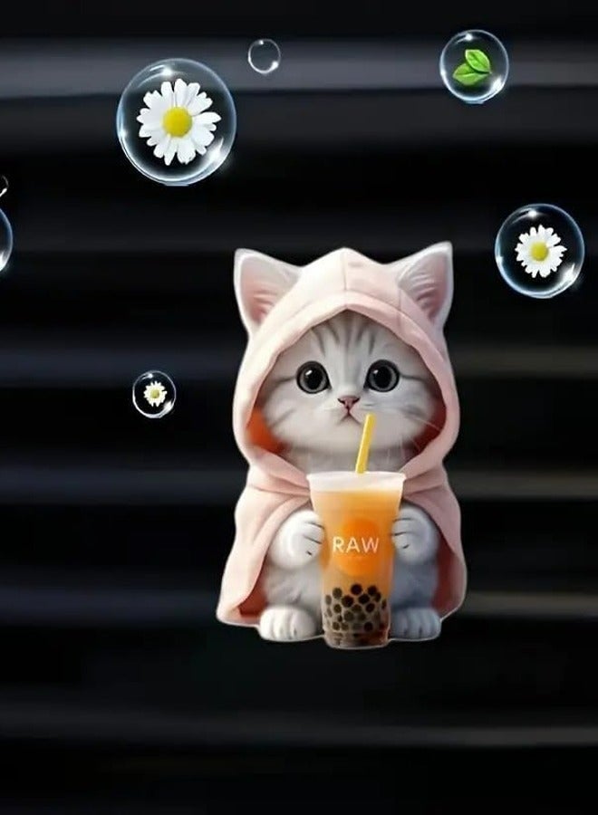 6 Cute Cat Car Air Vent Decorations Clamped Scent Holders With Pressed Scents Freshen Air Car Interior Accessories For Daily Driving Travel Commute Driving Fun - Image 4