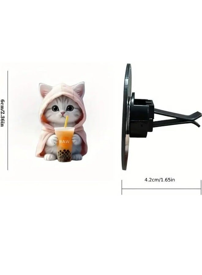 6 Cute Cat Car Air Vent Decorations Clamped Scent Holders With Pressed Scents Freshen Air Car Interior Accessories For Daily Driving Travel Commute Driving Fun - Image 2