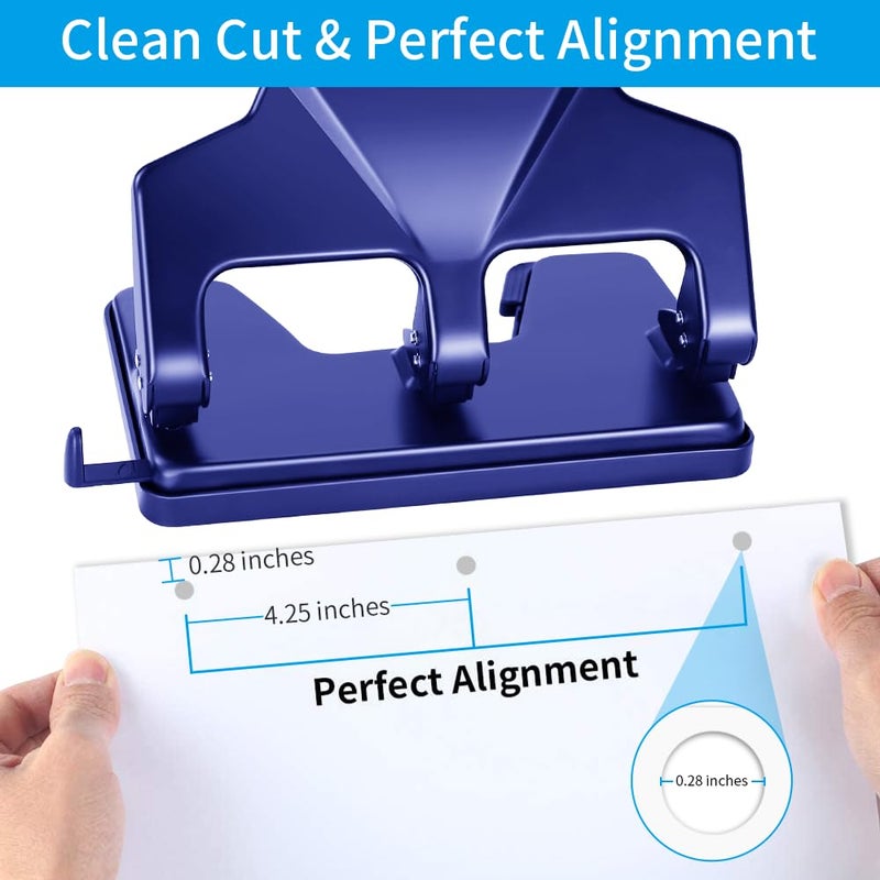 AFMAT 3 Hole Punch, 9/32" Holes Diameter, 40-Sheet Three Hole Punch, 50% Reduced Effort, 3 Hole Puncher for Binder w/Large Chip Tray, Heavy Duty Metal Paper Puncher for Home/Office/School, HP15 - Image 3