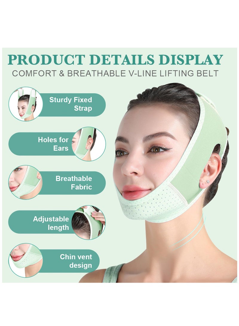Face Lifting Belt, Facial Lifting Bandage Strap Face Lift Band with Breathable Vents, Chin Up Face Lifting Comfy V Shaped Belt Outline Lifting Shaping Face Bandage - Image 4