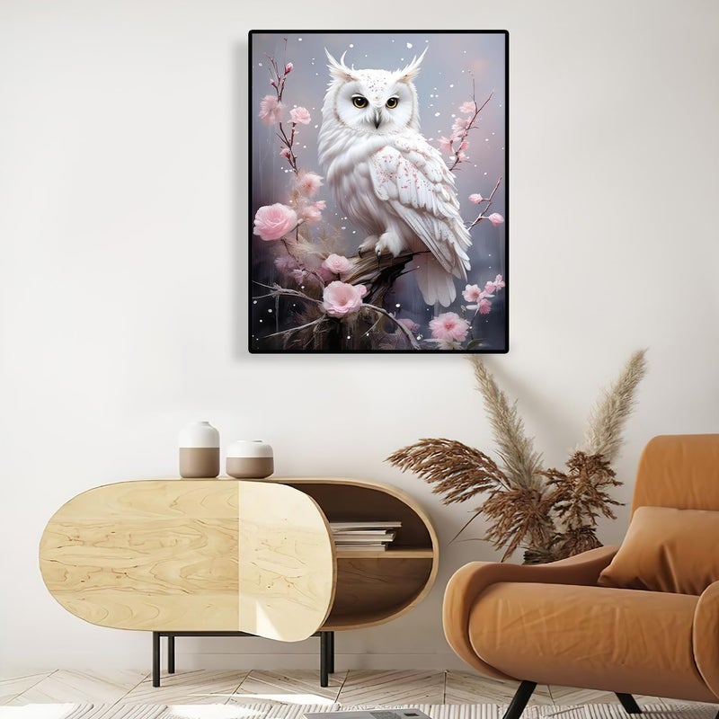 AIBOERL Owl Diamond Art Kits for Adults,Flower 5D Diamond Painting Kits for Adults Beginners,DIY Full Round Drill Diamond Dot Painting Gem Art Kits for Adult, Home Wall Decor 12x16Inch - Image 2