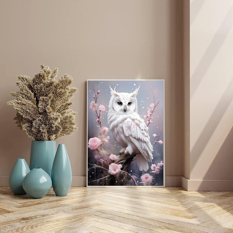 AIBOERL Owl Diamond Art Kits for Adults,Flower 5D Diamond Painting Kits for Adults Beginners,DIY Full Round Drill Diamond Dot Painting Gem Art Kits for Adult, Home Wall Decor 12x16Inch - Image 3