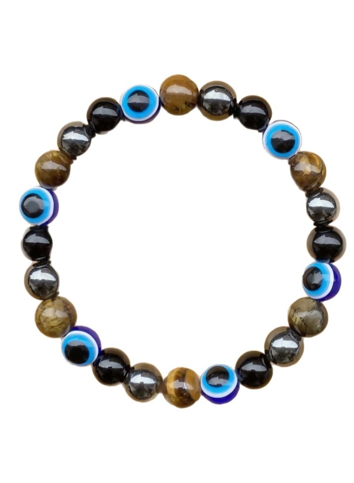 Natural Stones  Bracelets Evil's Eye Tiger Eyes Stone Bracelets 8MM  for Men Women Jewelry - Image 2