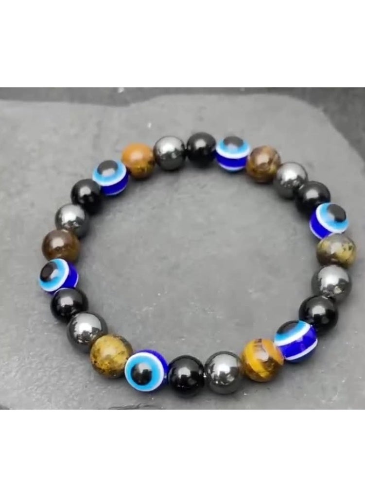 Natural Stones  Bracelets Evil's Eye Tiger Eyes Stone Bracelets 8MM  for Men Women Jewelry - Image 3