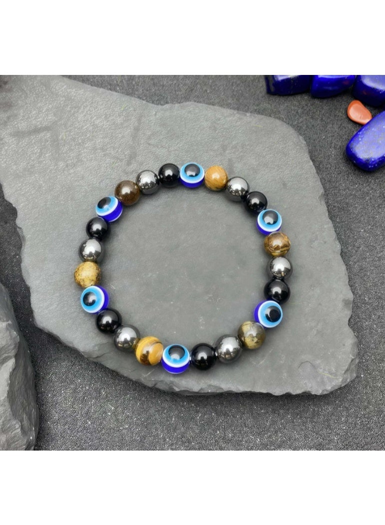 Natural Stones  Bracelets Evil's Eye Tiger Eyes Stone Bracelets 8MM  for Men Women Jewelry - Image 1